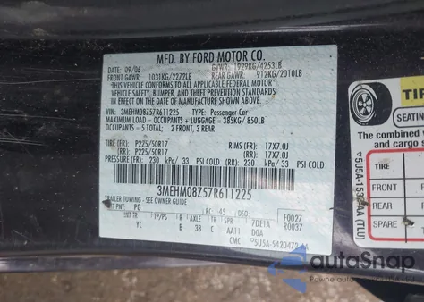 2007 Mercury Milan I4 Premier from USA, damaged, VIN 3MEHM08Z57R611225